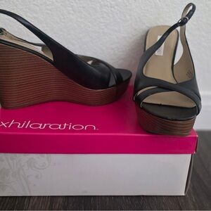 Xhilaration Black and Brown Wedge Sandals